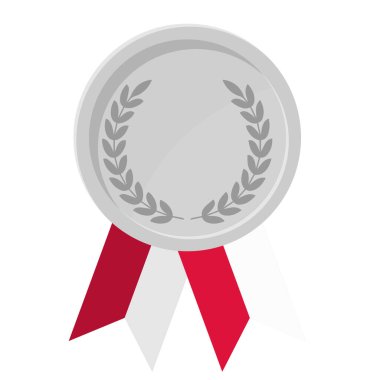 Polonya 'nın spor bayrak kurdeleleriyle gümüş madalyanın basit bir illüstrasyonu