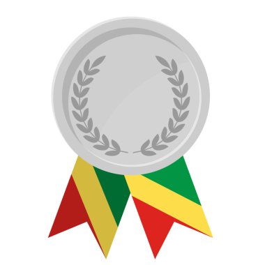 Kongo Cumhuriyeti bayrak kurdeleleriyle gümüş madalyanın basit bir illüstrasyonu.