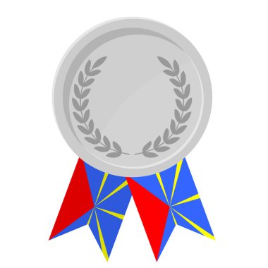 Spor için Reunion bayraklarıyla gümüş ödül madalyasının basit bir illüstrasyonu