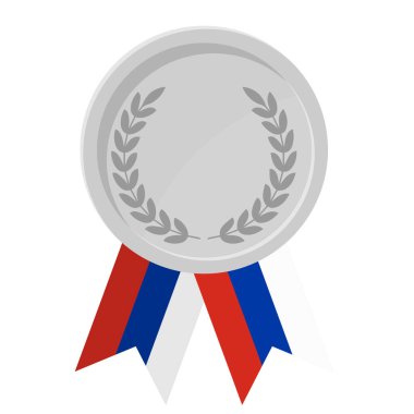 Rusya 'nın spor amaçlı bayrak kurdeleleriyle gümüş madalyanın basit bir illüstrasyonu