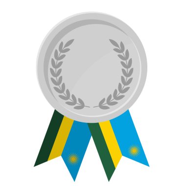 Spor için Ruanda bayraklı gümüş madalya illüstrasyonları