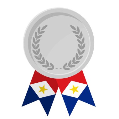 Spor için Saba bayrak kurdeleleri ile gümüş madalyanın basit bir gösterimi