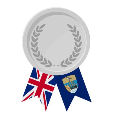 Spor için Saint Helena bayrak kurdeleleri ile gümüş madalyanın basit bir illüstrasyonu