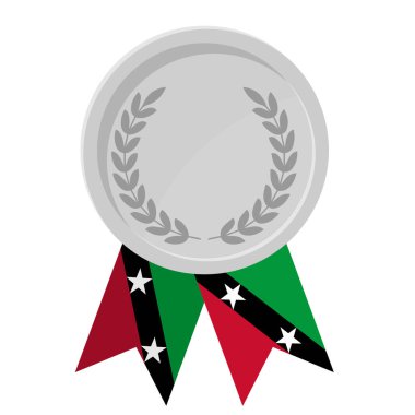 Spor için Saint Kitts ve Nevis bayrak kurdeleleri ile gümüş madalya illüstrasyonları