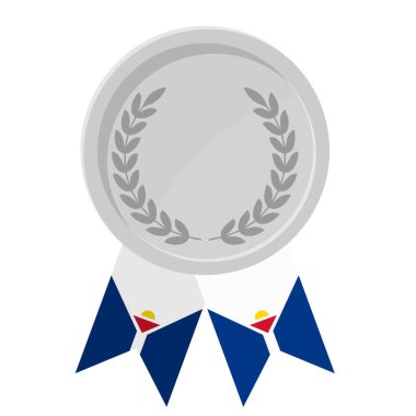 Spor için Saint Martin bayraklarıyla gümüş madalyanın basit bir illüstrasyonu