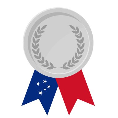 Spor için Samoa bayrak kurdeleleri ile gümüş ödülün basit bir illüstrasyonu
