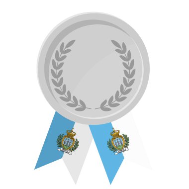 Spor için San Marino bayrak kurdeleleri ile gümüş madalyanın basit bir illüstrasyonu