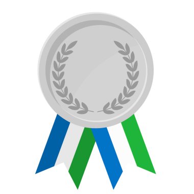 Spor için Sierra Leone bayraklarıyla gümüş madalyanın basit bir illüstrasyonu