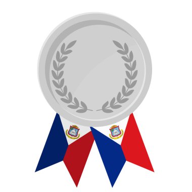 Spor için Sint Maarten bayrak kurdeleleri ile gümüş ödülün basit bir illüstrasyonu