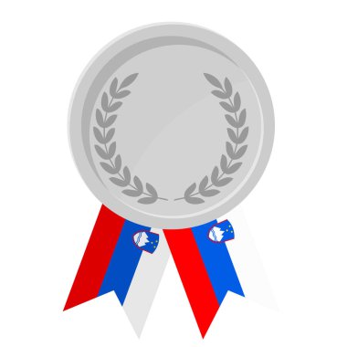 Slovenya bayrak kurdelelerinin spor amaçlı olduğu gümüş madalyanın basit bir illüstrasyonu