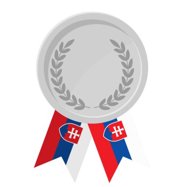 Slovakya bayrak kurdeleleri ile gümüş madalyanın basit bir illüstrasyonu