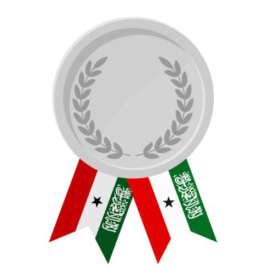Spor için Somaliland bayrak kurdeleleriyle gümüş madalyanın basit bir illüstrasyonu