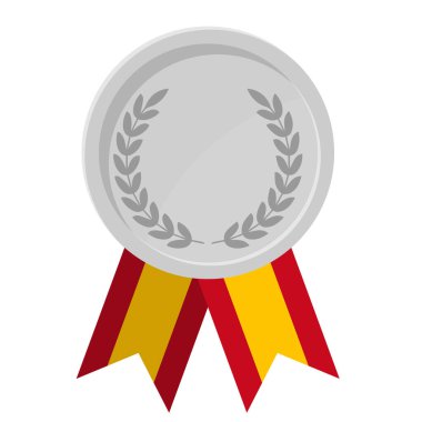 İspanya bayrak kurdelelerinin spor amaçlı olduğu gümüş madalyanın basit bir illüstrasyonu