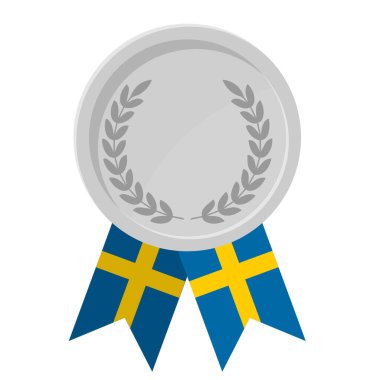 Spor için İsveç bayraklı gümüş madalya illüstrasyonları