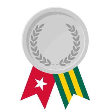 Spor için Togo bayrak kurdeleleri ile gümüş madalyanın basit bir illüstrasyonu
