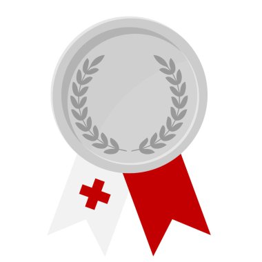 Spor için Tonga bayrak kurdeleleri ile gümüş madalyanın basit bir illüstrasyonu