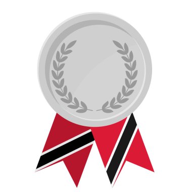 Spor için Trinidad ve Tobago bayrak kurdeleleriyle gümüş madalyanın basit bir illüstrasyonu