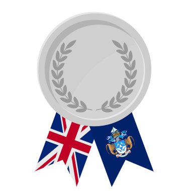 Spor için Tristan da Cunha bayraklarıyla gümüş ödülün basit bir illüstrasyonu