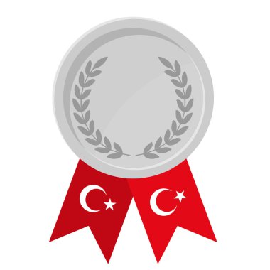 Türkiye bayrak kurdelelerinin spor amaçlı olduğu gümüş madalyanın basit bir illüstrasyonu