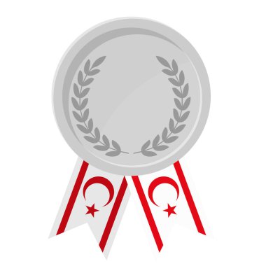 Kuzey Kıbrıs Türk Cumhuriyeti bayrak kurdelelerinin spor amaçlı olduğu gümüş madalyanın basit bir gösterimi