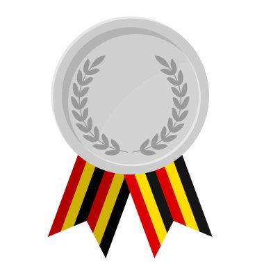 Spor için Uganda bayrak kurdeleleriyle gümüş madalyanın basit bir illüstrasyonu