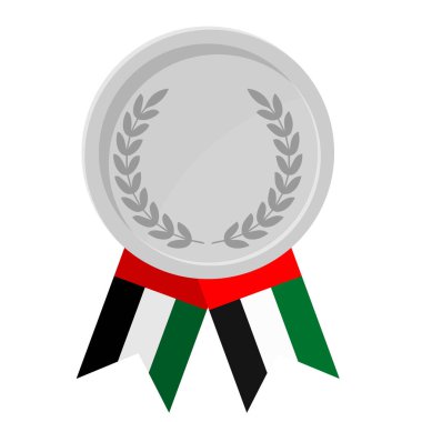 Birleşik Arap Emirlikleri bayrak kurdeleleriyle gümüş madalyanın basit bir illüstrasyonu