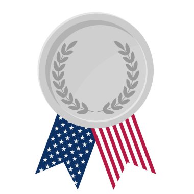 Amerikan bayrak kurdeleleri ile gümüş madalyanın basit bir illüstrasyonu
