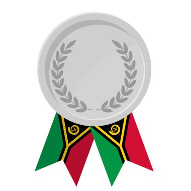 Vanuatu bayrak kurdeleleriyle gümüş madalyanın basit bir illüstrasyonu