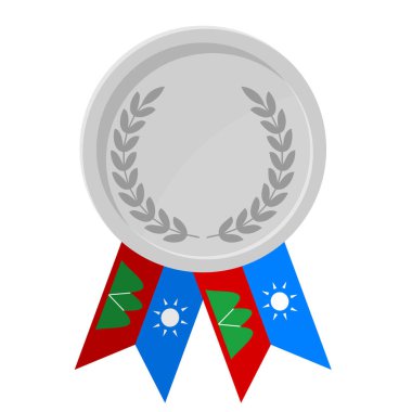 Spor için Wa State bayraklarıyla gümüş madalyanın basit bir illüstrasyonu