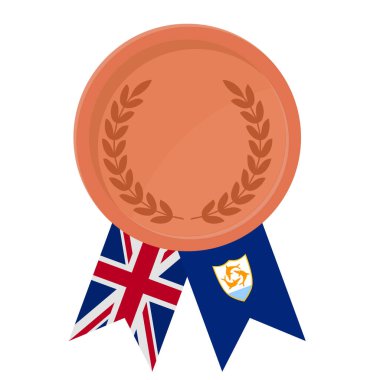 Spor için Anguilla bayrak kurdeleleri ile Bronz Madalya 'nın basit bir illüstrasyonu