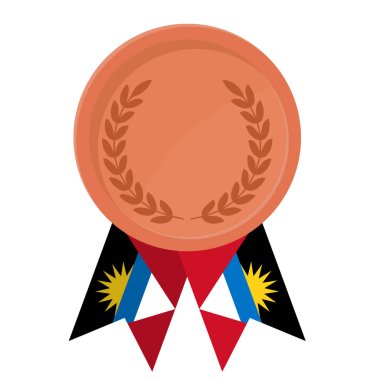 Antigua ve Barbuda bayrak kurdeleleriyle bronz madalya kazanmanın basit bir gösterimi.