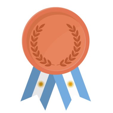 Spor için Arjantin bayrak kurdeleleri ile Bronz Madalya 'nın basit bir illüstrasyonu