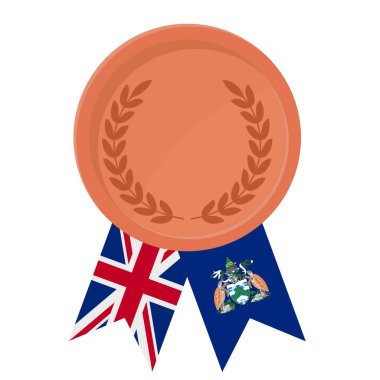 Spor için Ascension Island bayraklarıyla Bronz Madalya 'nın basit bir illüstrasyonu