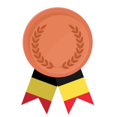 Spor için Belçika bayrak kurdeleleriyle Bronz Madalya 'nın basit bir illüstrasyonu