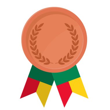Spor için Benin bayrak kurdeleleriyle Bronz Madalya 'nın basit bir illüstrasyonu