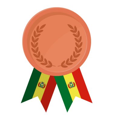 Spor için Bolivya bayrak kurdeleleriyle Bronz Madalya 'nın basit bir illüstrasyonu