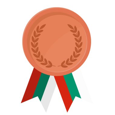 Bulgaristan 'ın spor bayrak kurdeleleriyle Bronz Madalya' nın basit bir illüstrasyonu