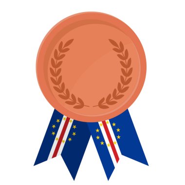 Spor için Cape Verde bayrak kurdeleleriyle Bronz Madalya 'nın basit bir illüstrasyonu