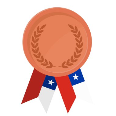 Spor için Şili bayrak kurdeleleriyle Bronz Madalya 'nın basit bir illüstrasyonu