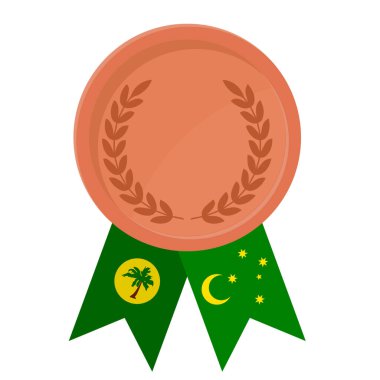 Spor için Cocos Adaları bayraklarıyla Bronz Madalya 'nın basit bir illüstrasyonu