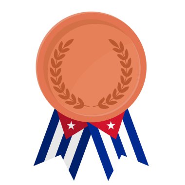 Spor için Küba bayrağı kurdeleleriyle Bronz Madalya 'nın basit bir illüstrasyonu