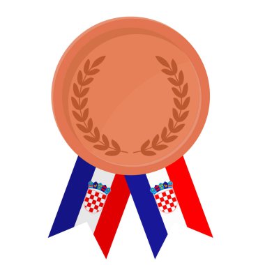 Hırvatistan 'ın spor amaçlı bayrak kurdeleleriyle Bronz Madalya' nın basit bir illüstrasyonu