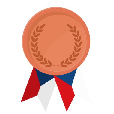 Spor için Çek bayrağı kurdeleleriyle Bronz Madalya 'nın basit bir illüstrasyonu