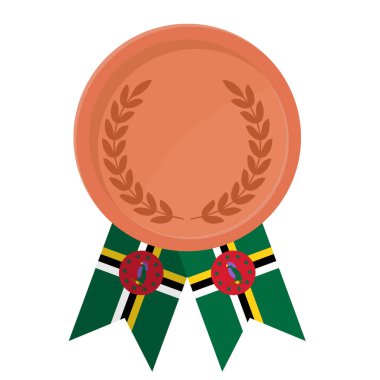 Spor için Dominika bayrak kurdeleleriyle Bronz Madalya 'nın basit bir illüstrasyonu