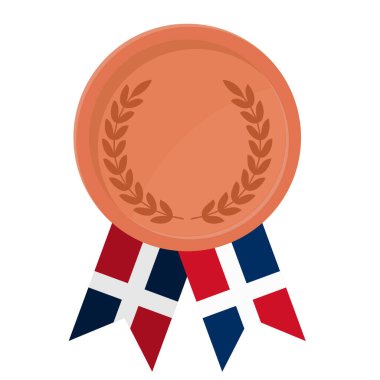 Dominik Cumhuriyeti bayrak kurdeleleriyle bronz madalya kazanmanın basit bir gösterimi