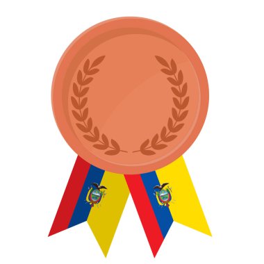 Spor için Ekvador bayrak kurdeleleriyle Bronz Madalya 'nın basit bir illüstrasyonu