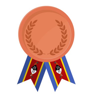 Spor için Eswatini bayrak kurdeleleriyle Bronz Madalya 'nın basit bir illüstrasyonu