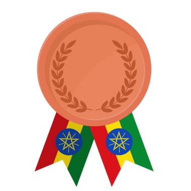 Spor için Etiyopya bayrak kurdeleleriyle Bronz Madalya 'nın basit bir illüstrasyonu