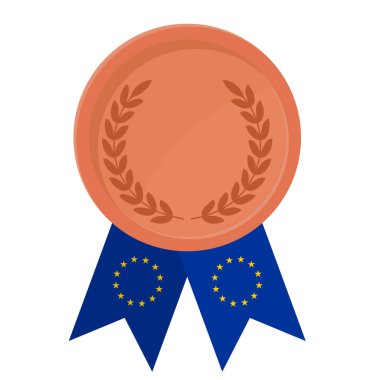 Spor için Avrupa Birliği bayraklarıyla Bronz Madalya 'nın basit bir illüstrasyonu