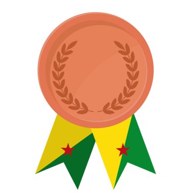 Spor için Fransız Guyanası bayraklarıyla Bronz Madalya 'nın basit bir illüstrasyonu